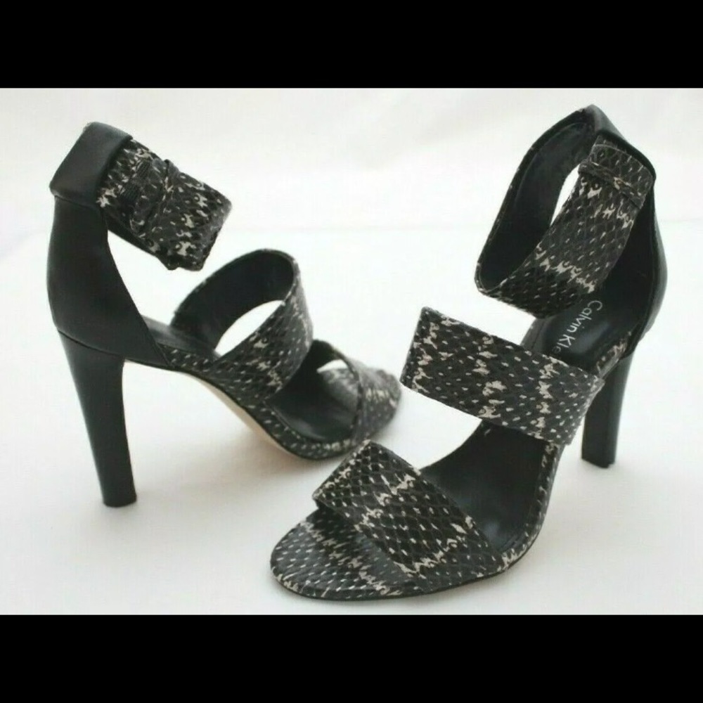 Calvin Klein Snake Print Strappy Heels